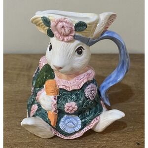 VTG 1991 Fitz and Floyd Bunny Rabbit Creamer Pitcher Easter Spring Cottage Core